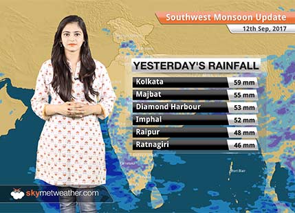 Monsoon Forecast for Sep 13, 2017: Rain in Madhya Pradesh, Chhattisgarh, Vidarbha