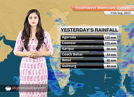 Monsoon Forecast for Sep 12, 2017: Rain in Himachal, Uttarakhand, Maharashtra, MP