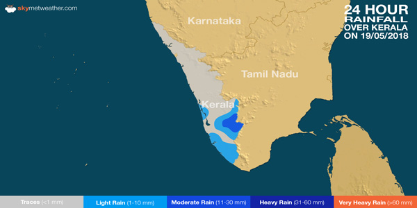 Rainfall in Kerala on May 19