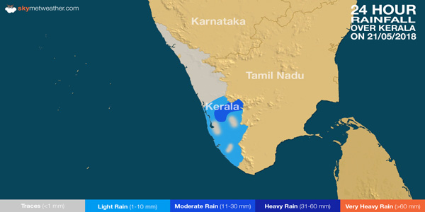 Rainfall in Kerala on May 21