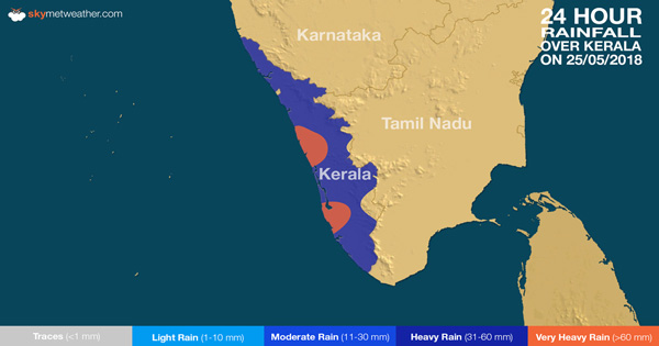 Rainfall over Kerala on May 25