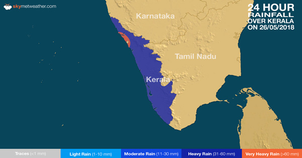 Rainfall over Kerala on May 26