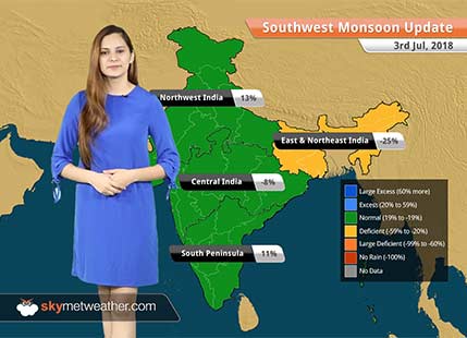 Monsoon Forecast for July 4, 2018: Heavy rain in Punjab, Himachal, Uttarakhand, Assam, Sikkim