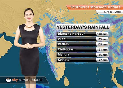 Monsoon Forecast for July 24, 2018: Heavy rain in Madhya Pradesh, East Rajasthan and parts of Gujarat