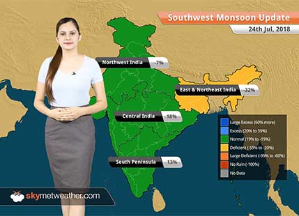 Monsoon Forecast for July 25, 2018: Rain in Madhya Prdaesh, Rajasthan, Uttar Prdaesh, Uttarakhand