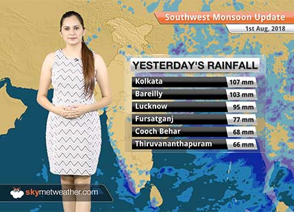 Monsoon Forecast for Aug 2, 2018: Heavy rain in parts of UP, MP and Chhattisgarh