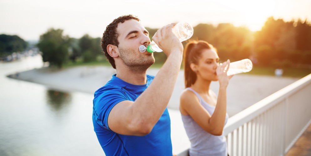 Couple staying hydrated