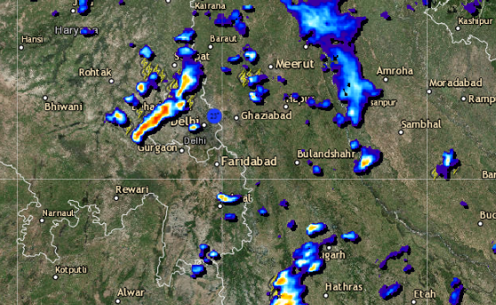 Live Lightning and rain status across Delhi NCR