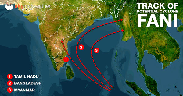 Possible track of Cyclone Fani