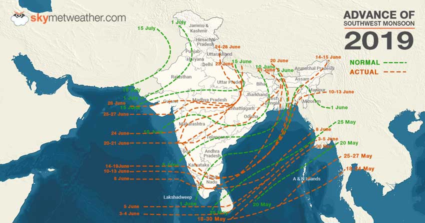 monsoon map of india Monsoon 2019 Live Updates Monsoon To Cover Rest Of Rajasthan monsoon map of india