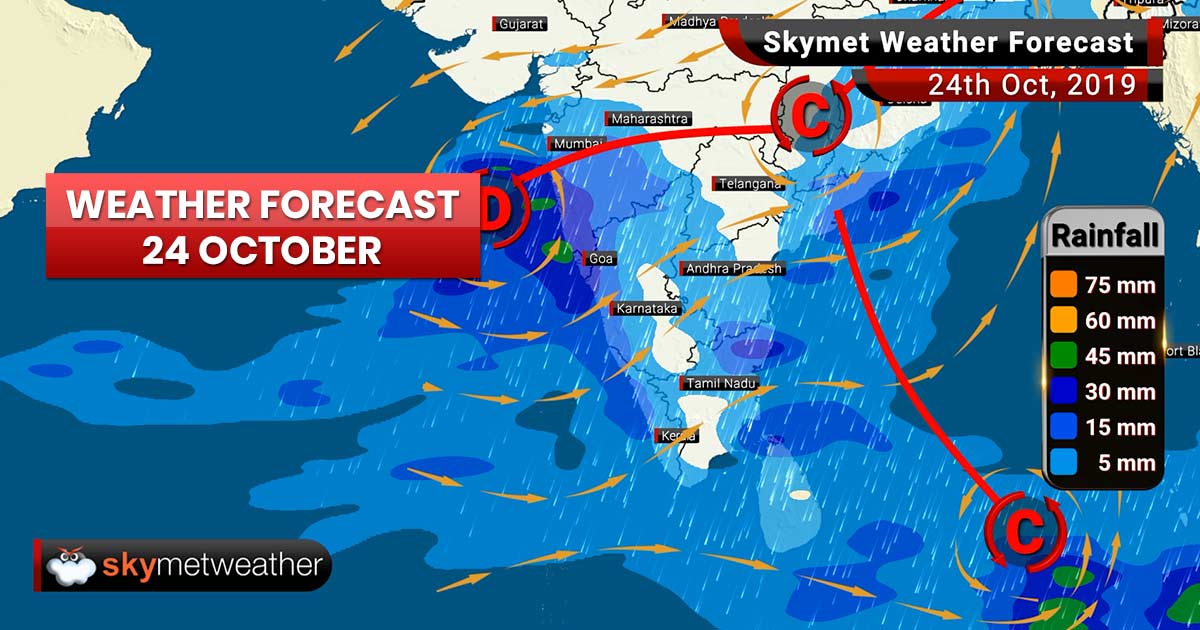 Weather Forecast Oct 24: Heavy rains to lash coastal Karnataka, Andhra, Odisha, Konkan, Goa